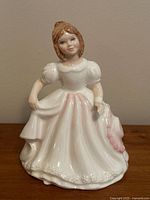Front view of the Royal Doulton Amanda figurine showing detailed dress, face, and hair features.