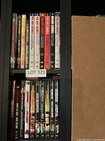 Shelf showing Major Crimes seasons 1-6 and other DVDs