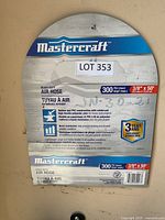 Mastercraft hose packaging showing specs 3/8" x 50' 300 PSI