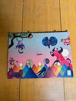 Boxed set showing multicolour geometric landscape panel with Duplate branding