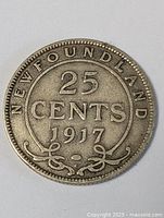 Obverse of the coin showing the denomination, year, and 'Newfoundland' text with decorative scrollwork.