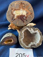 Photo showing all three agate stones and the wooden holder together