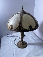 Front view of lamp showing shade and base