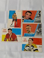 All five vintage Topps hockey cards front view
