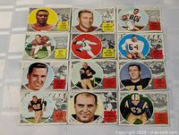 Overview of all 12 1960 Topps CFL cards laid out in three rows