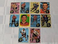 All ten cards laid out in three rows