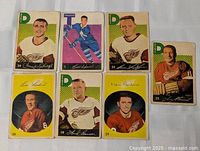 All seven 1962-63 Parkhurst cards laid out for overview