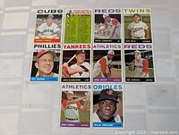 All nine 1964 Topps cards laid out