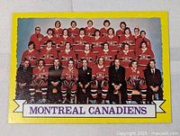 Front view of Montreal Canadiens team card