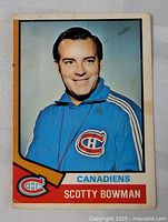 Front view of Scotty Bowman card showing image, logo and title