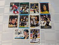 All ten cards laid out to show fronts