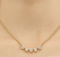 Necklace worn on display bust showing fit and pendant arrangement