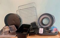 All bakeware items grouped on tabletop