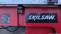 Model label on red Skilsaw 3550 tile saw base