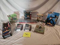 Group shot of all packaged action figures