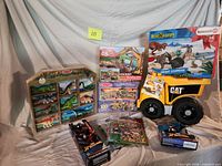 Group shot of all boxed and packaged toys