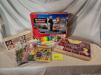 Group shot showing all packaged toys