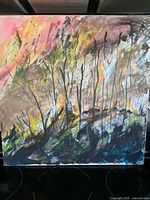 Full view of signed Catherine Brady abstract landscape painting on canvas