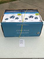 Box containing 8 reams of Hammermill Copy Plus copy paper strapped with yellow bands