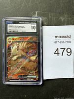 Front of Ninetales EX Pokémon card in CGC case showing grade and holographic artwork