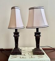 Both lamps front view showing shades and bases