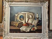 Frontal view of full painting in frame