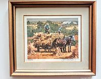 Full view of framed lithograph with mat and frame