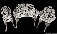 full view of three-piece garden set on black background