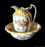 Pitcher nested in basin showing overall set and matching pattern