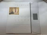 Photo of the portfolio cover page showing the title 'Drawson The Candy Apple' and an illustration of a peach and gloves.