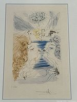 Overview of framed print on patterned rug background