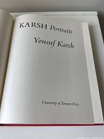 Title page of the book reading 'Karsh Portraits Yousuf Karsh' by University of Toronto Press.
