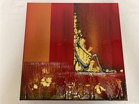 Front view of full canvas showing colors, textures, and signature gold leaf accents