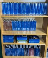 Four shelves filled with The Great Courses DVD cases