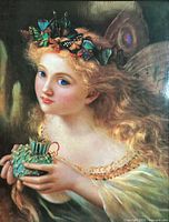 Front view of porcelain plaque showing fairy image