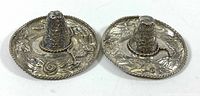 Two Sanborns sterling miniature sombreros front view