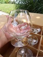 Open carton showing multiple snifters in cardboard dividers