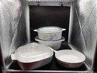 Four cookware pieces arranged in lightbox