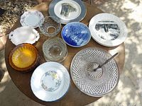All plates and bowls arranged on table for overview