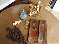overview of all six vintage decor items on table