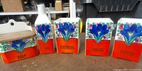 all five TBICO hand painted ceramic pieces front view