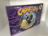 Box front of Rich Dad Cashflow educational board game showing main artwork and title.