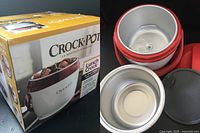 Photo of the Crock-Pot Lunch Crock Food Warmer box and the removable stainless steel vessel along with the lid and warming base.