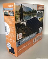 Photo of the new Intex Dura-Beam Outdoor Classic Downy Airbed packaging showing product details and outdoor setting image.