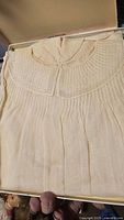 Cream pleated christening gown in box
