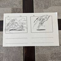 Front of storyboard sheet with two pencil panels