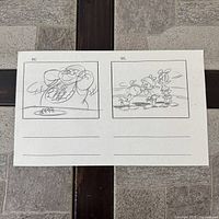 Full view of storyboard sheet on surface
