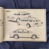 Interior page showing GHIA design drawings with annotations