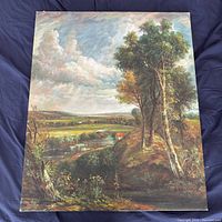 Full view of the unframed oil painting