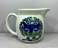 Full left view showing cat motif and handle